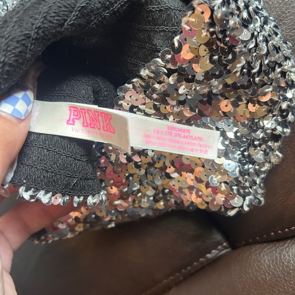 PINK Victoria's Secret Silver Sequin Tube Top - Picture 5 of 5